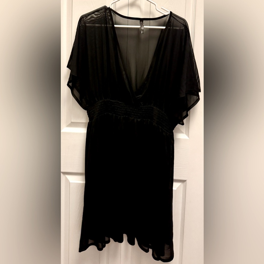 torrid Black Sheer V-Neck Swim Coverup